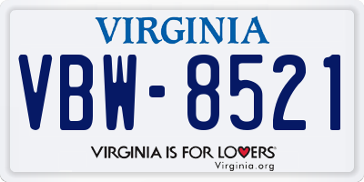 VA license plate VBW8521
