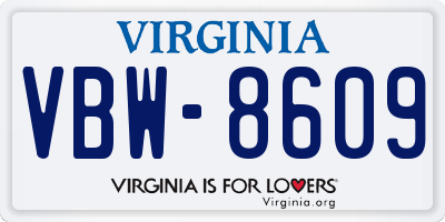 VA license plate VBW8609