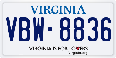 VA license plate VBW8836