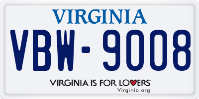 VA license plate VBW9008