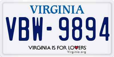 VA license plate VBW9894