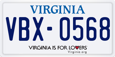 VA license plate VBX0568