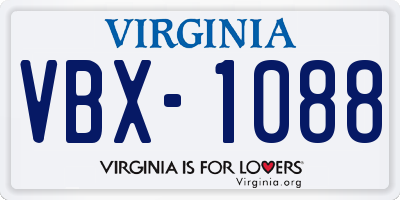 VA license plate VBX1088