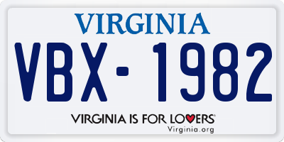 VA license plate VBX1982