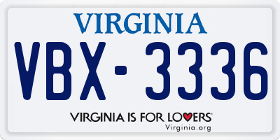 VA license plate VBX3336