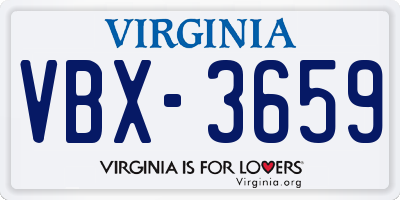 VA license plate VBX3659