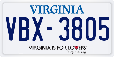 VA license plate VBX3805