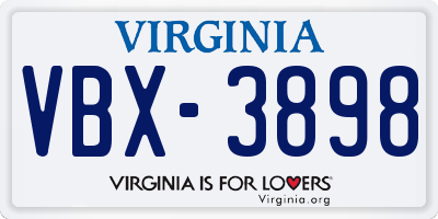 VA license plate VBX3898