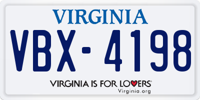 VA license plate VBX4198