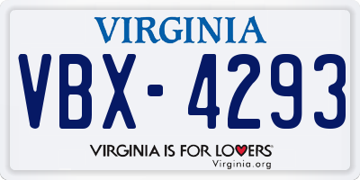 VA license plate VBX4293