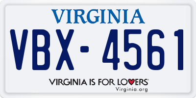 VA license plate VBX4561