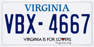 VA license plate VBX4667