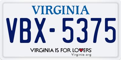 VA license plate VBX5375