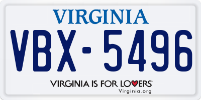VA license plate VBX5496