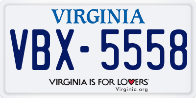 VA license plate VBX5558