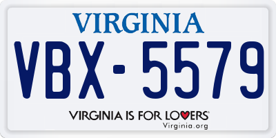 VA license plate VBX5579