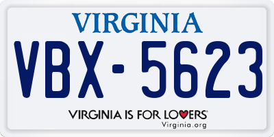 VA license plate VBX5623