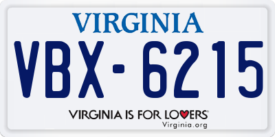 VA license plate VBX6215