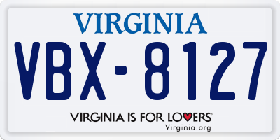 VA license plate VBX8127