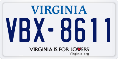 VA license plate VBX8611