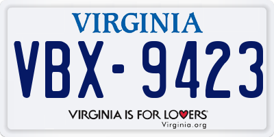 VA license plate VBX9423