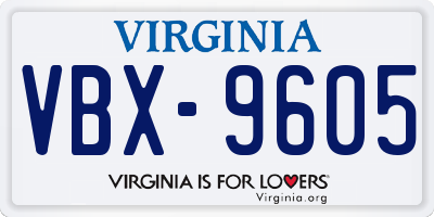VA license plate VBX9605