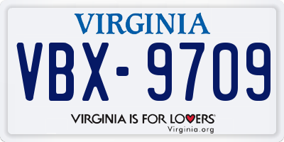 VA license plate VBX9709
