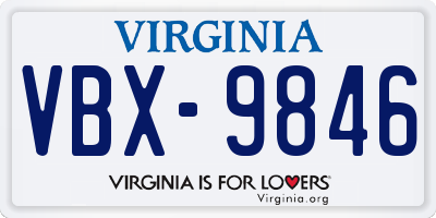 VA license plate VBX9846