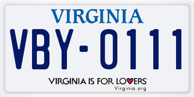 VA license plate VBY0111