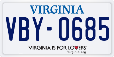 VA license plate VBY0685