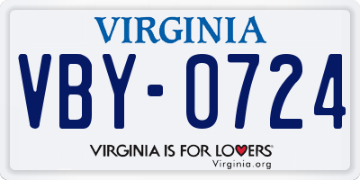 VA license plate VBY0724