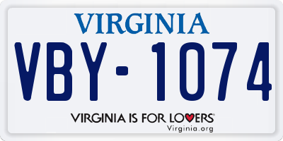 VA license plate VBY1074