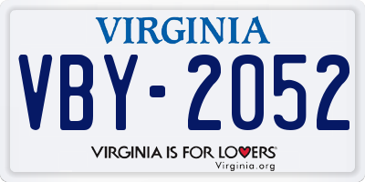 VA license plate VBY2052