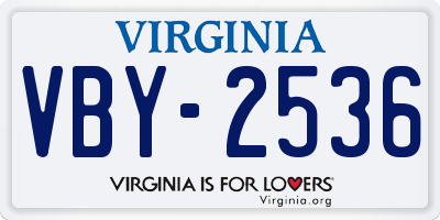 VA license plate VBY2536