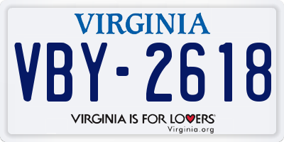 VA license plate VBY2618