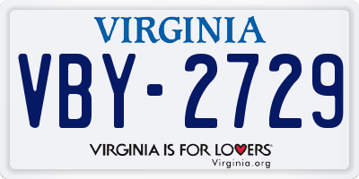 VA license plate VBY2729