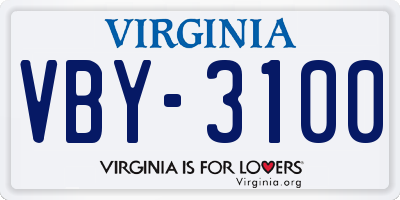VA license plate VBY3100