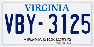 VA license plate VBY3125