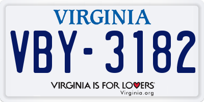 VA license plate VBY3182