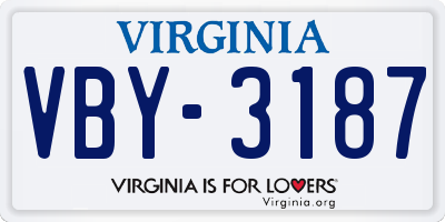 VA license plate VBY3187