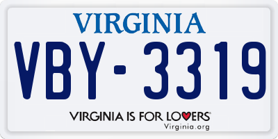 VA license plate VBY3319