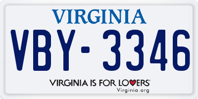 VA license plate VBY3346