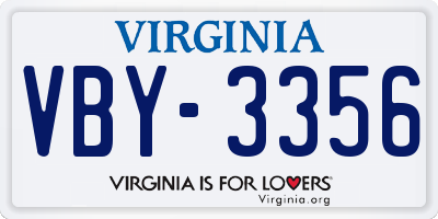 VA license plate VBY3356