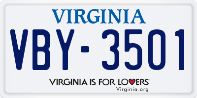 VA license plate VBY3501