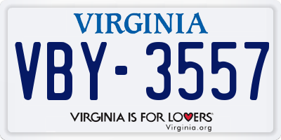VA license plate VBY3557