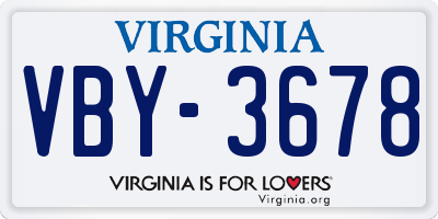 VA license plate VBY3678