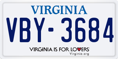 VA license plate VBY3684