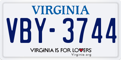 VA license plate VBY3744