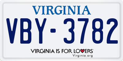 VA license plate VBY3782