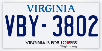 VA license plate VBY3802